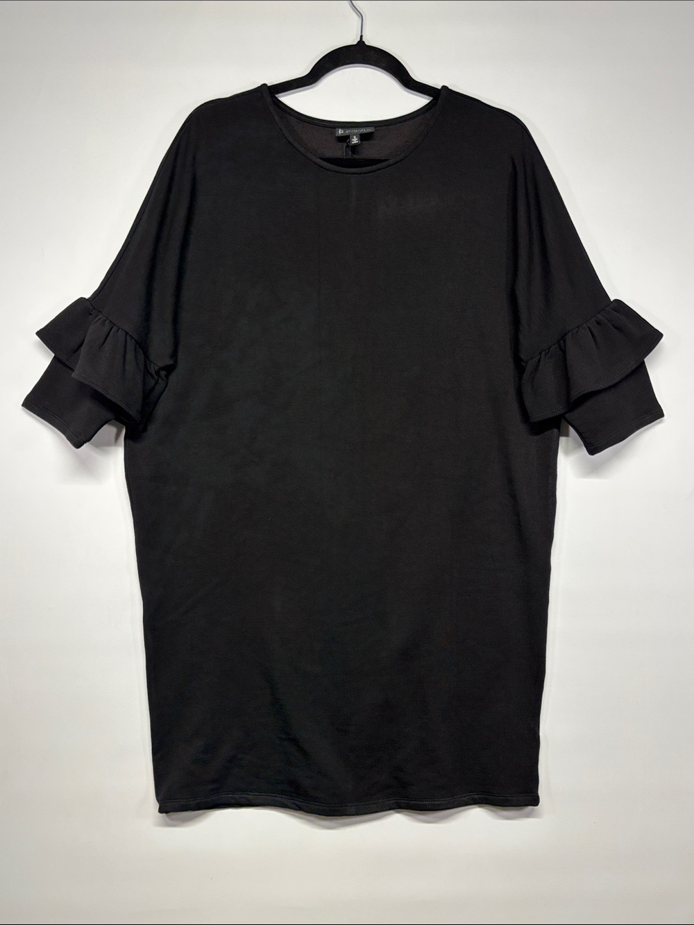 ✨Bobeau Women's Black Scoop Neck Ruffle Sleeve Shirt Dress Size S - Picture 4 of 11